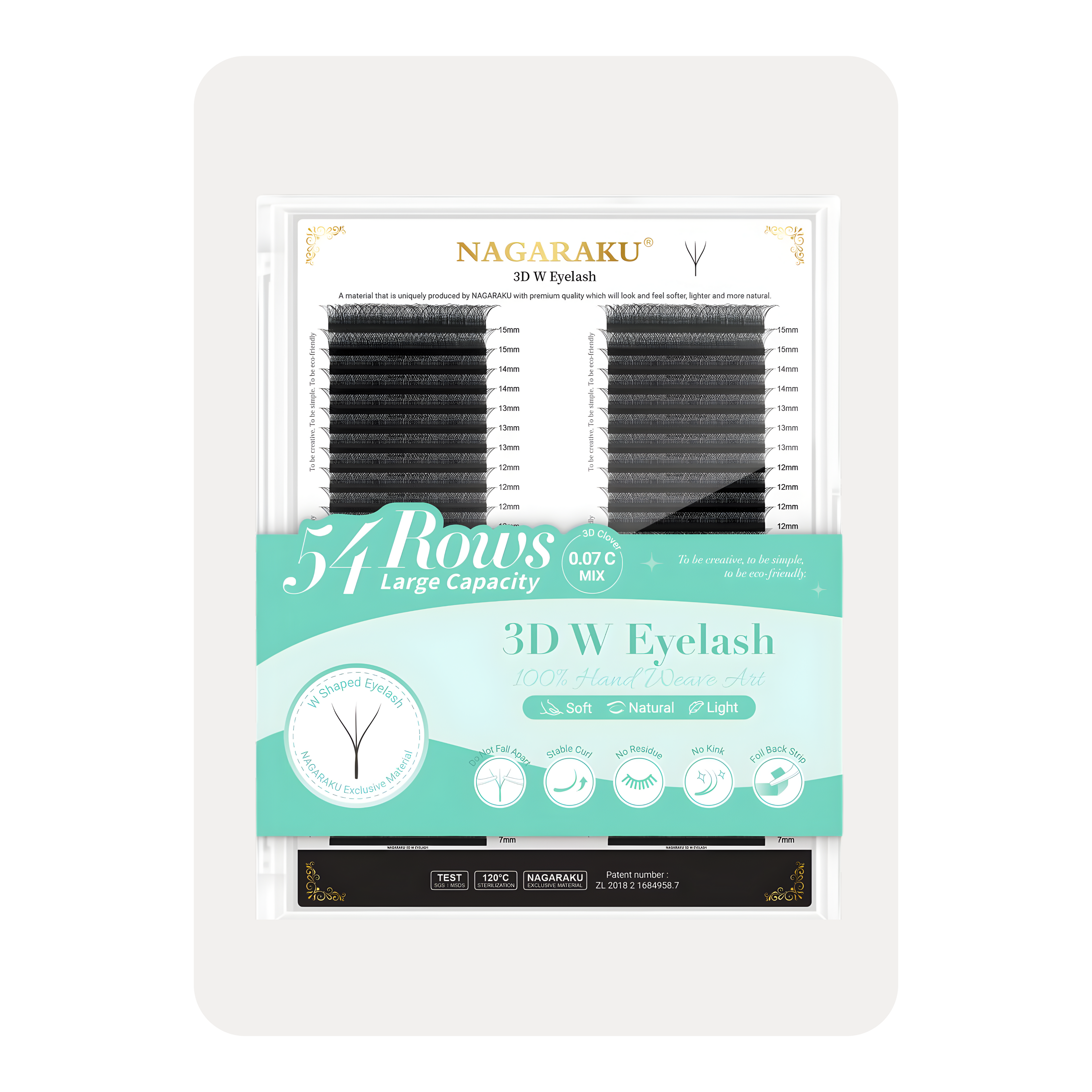 NAGARAKU 3D W - MIX 3D PREMADE FANS EYELASH 54 FILAS