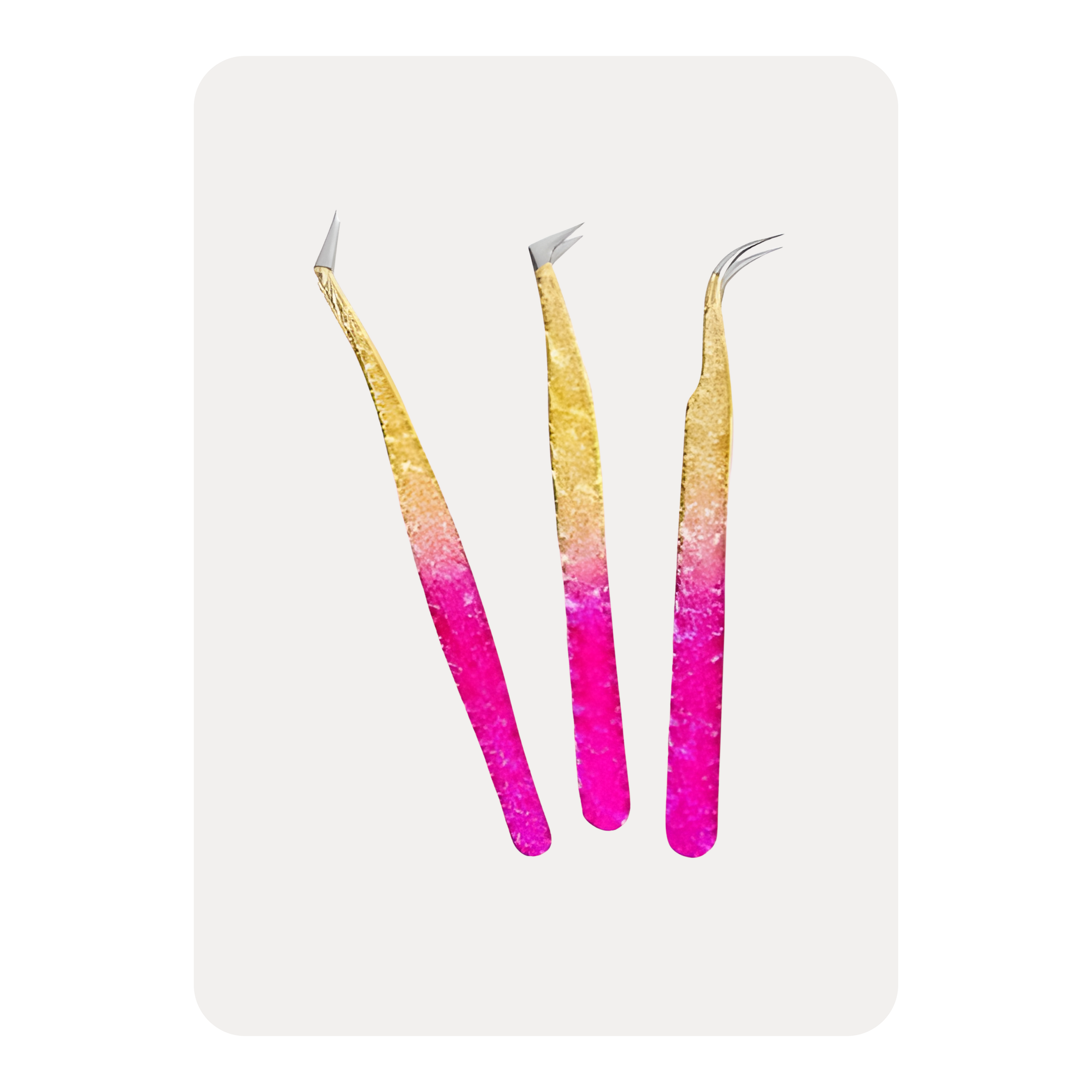 SET DE 3 PINZAS FUCSIA CON DORADO